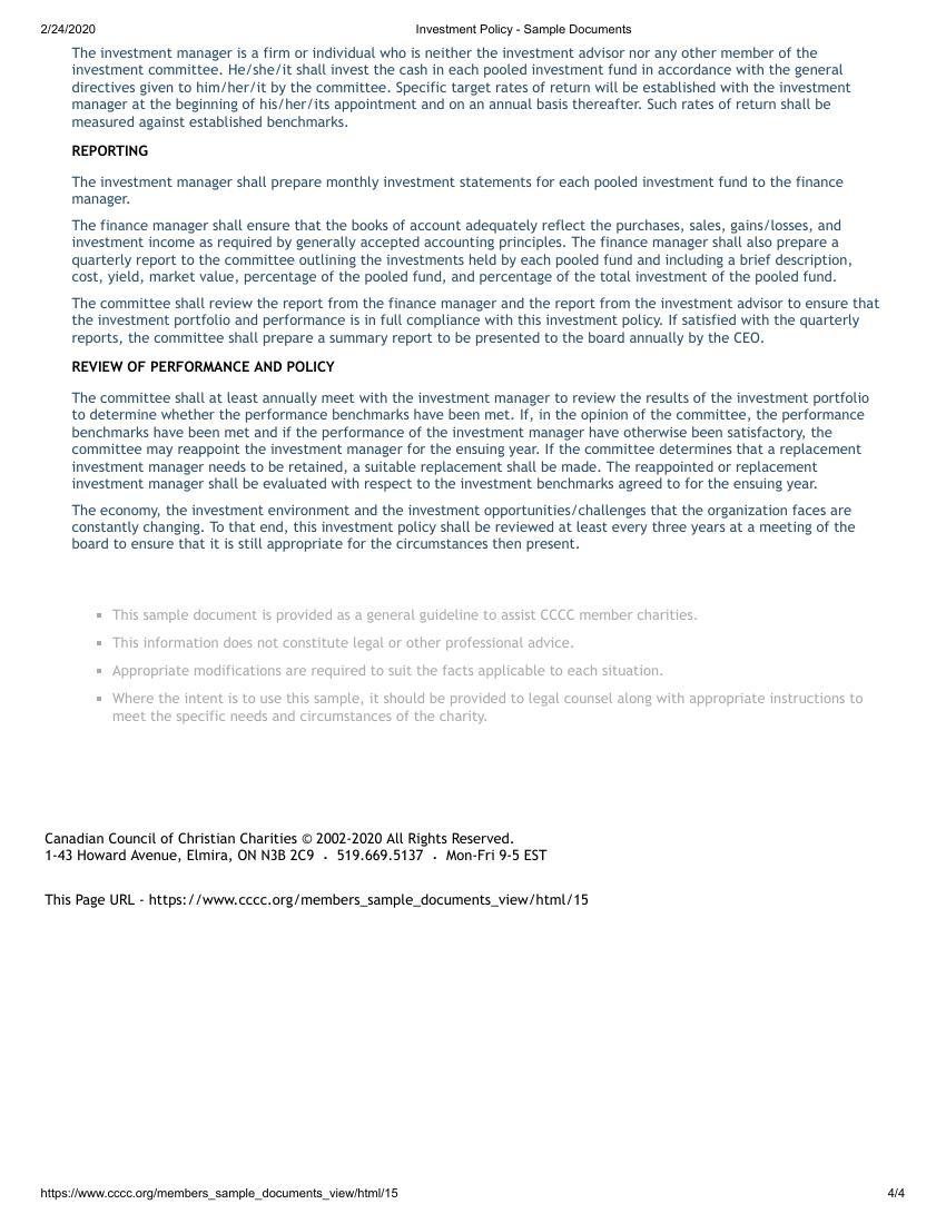 CCCC Investment Policy   Sample Documents